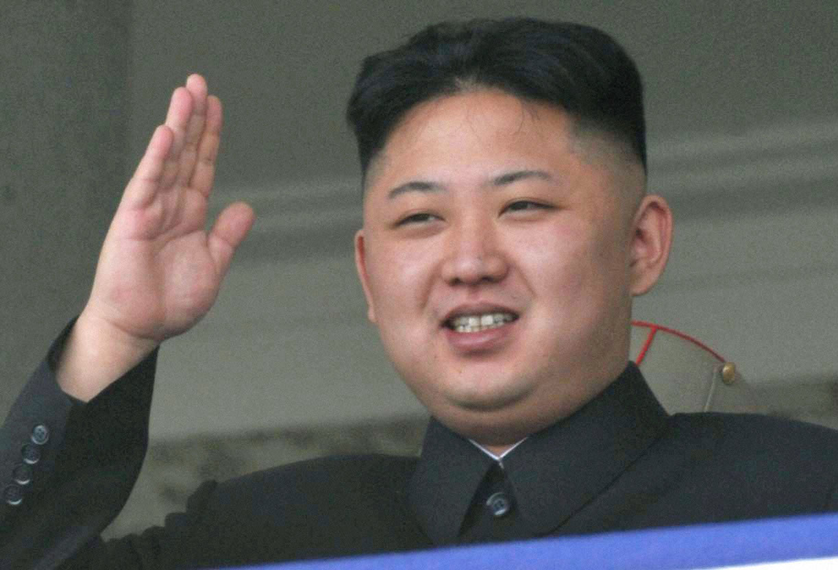 North Korea leader Kim Jong-un smiles as he salutes during a military parade to celebrate the centenary of the birth of North Korea founder Kim Il-sung in Pyongyang