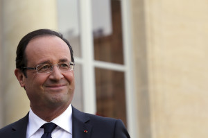 France's President Francois Hollande attends a joint declaration with Peruvian President at the Elysee Palace in Paris