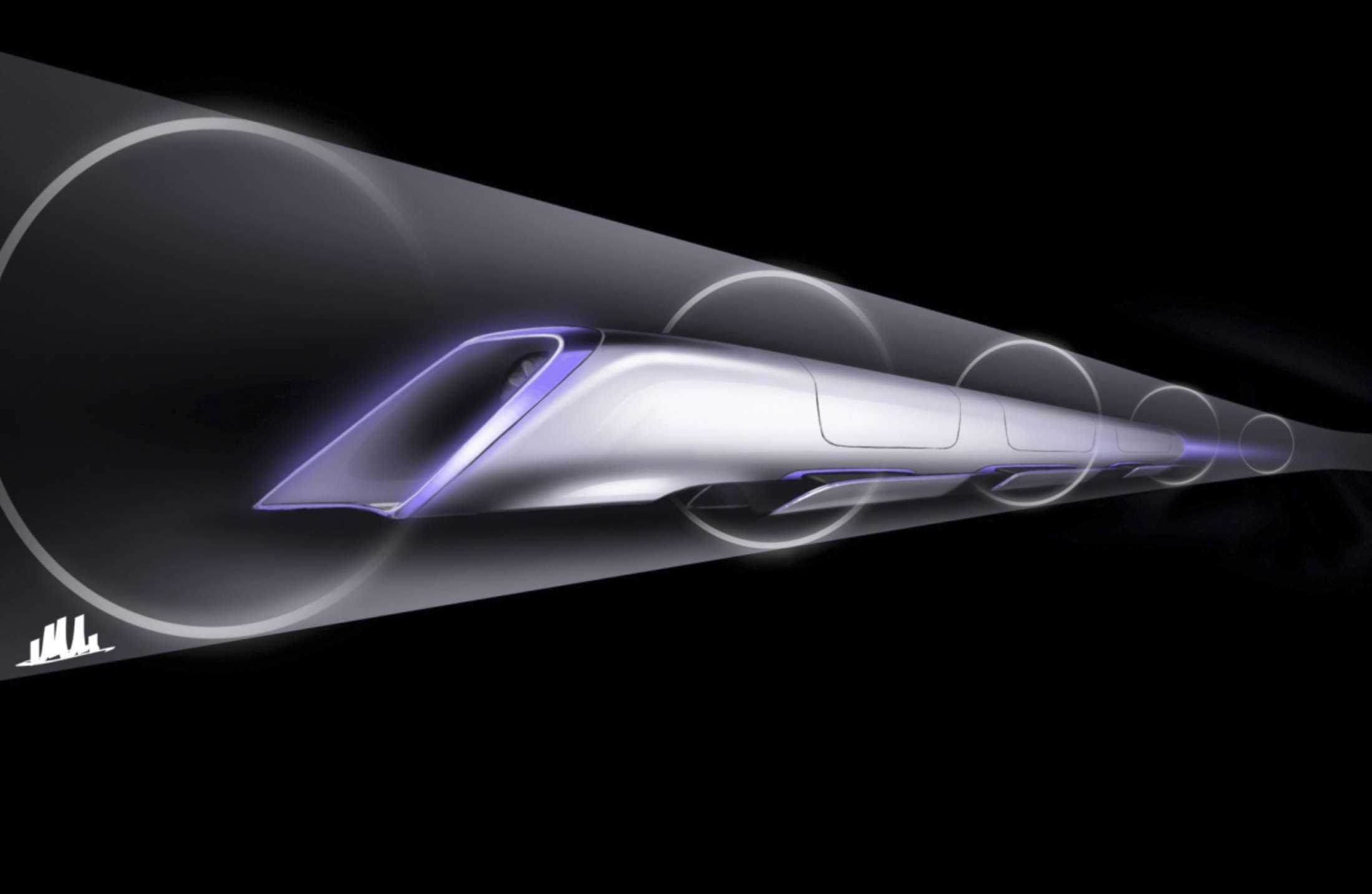 Sketch of proposed "Hyperloop" transport system proposed by billionaire Elon Musk