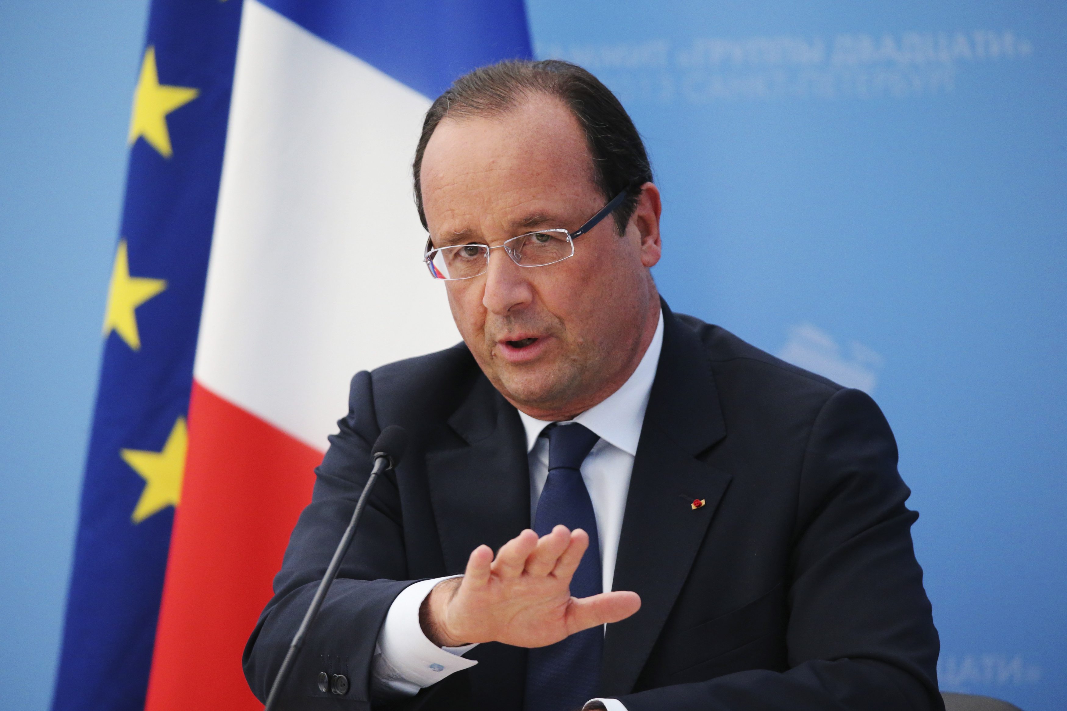 French President Hollande speaks to the media during a news conference at the G20 summit in St. Petersburg